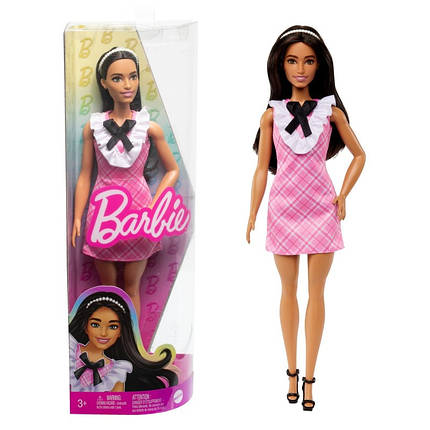 HJT06 Іграшка Лялька Barbie Модниця 30 см у рожевому платті з жабо, фото 1