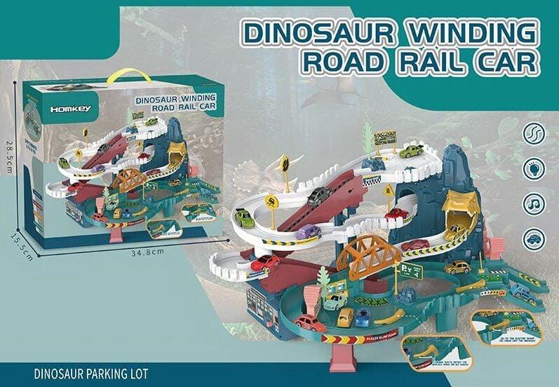 5501 A Іграшка Трек із паркуванням для машинок мінімашинки 4 штуки, підіймач, світло, звук у коробці 35,5-29-16