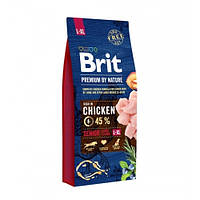 Сухой корм для пожилых собак крупных и гигантских пород Brit Premium Senior L+XL со вкусом курицы 15 кг