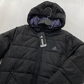 Чоловіча куртка Adidas двустороння з капюшоном демісезон осінь/весна чорна/синя (Адідас)