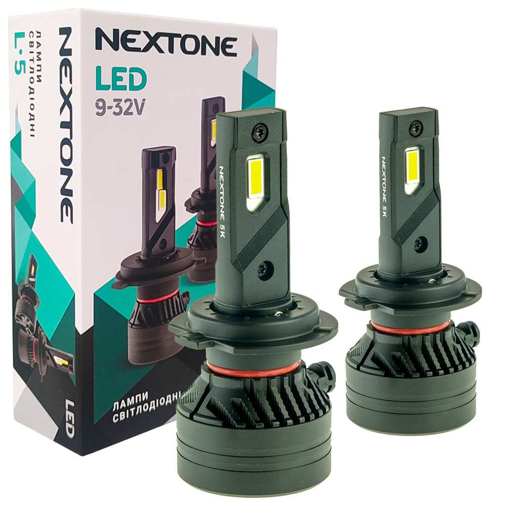 Лампа світлодіодна для фар Nextone LED H7 5000K 10000LM L5 2 шт комплект, фото 1