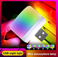 Мощный мини-светодиодный ночник, лампочка USB-штекер, Xiaomi. Семицветик