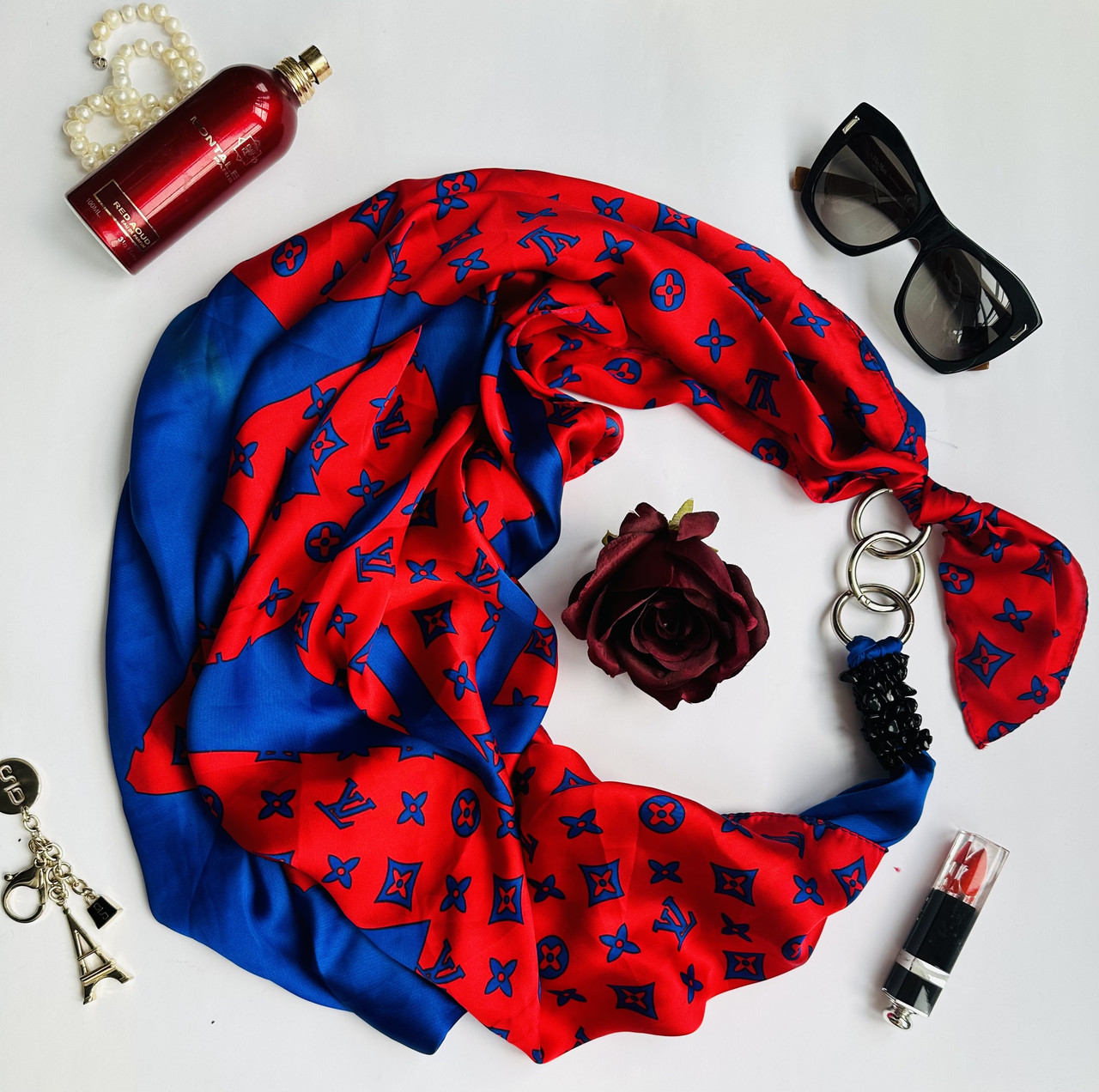 Шовкова хустка My Scarf "Стильна кішка", шийна хустка, подарунок жінці