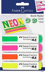 Маркери для тканини Faber-Castell Textile Marker Neon, набір 4 неонових кольори в блістері, 159591