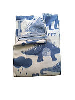 Одеяло детское хлопковое 100×140 синие динозавры