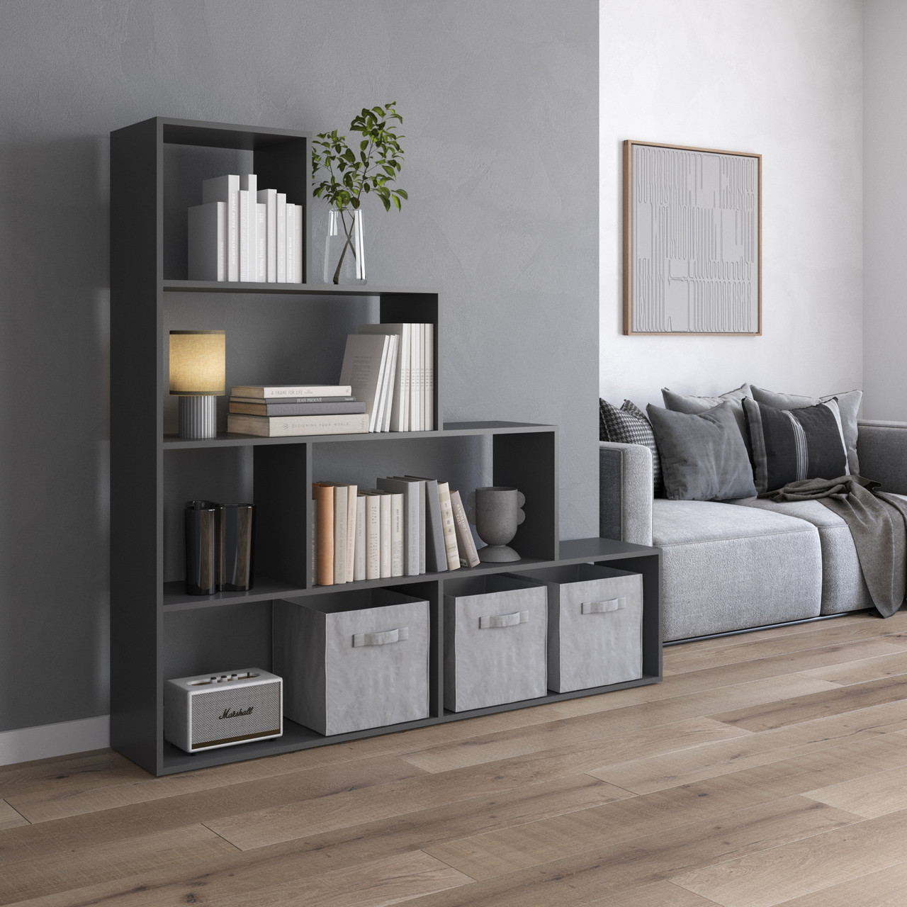 Стелаж драбинка для книг, декору та зберігання на 6 комірок M-57, фото 1