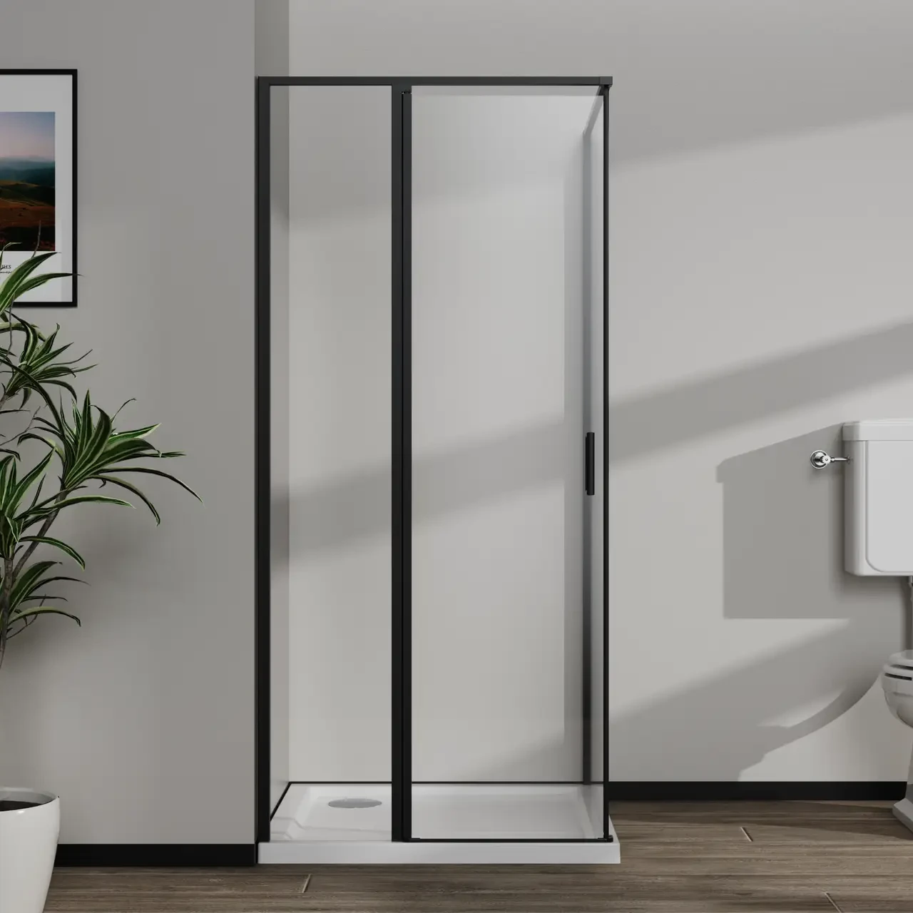 Душевая кабина стеклянная AVKO Glass RDR13B 90х90х190 Black без поддона ...