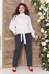 Блузка жіноча біла з рукавами воланами та поясом
