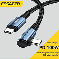 Кабель Essager USB Type-C to Type-C кутовий PD 100W (20V / 5A) 480 Мбіт/с QC4.0 FCP