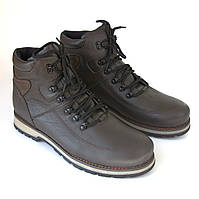 Коричневые кожаные ботинки на меху теплая мужская зимняя обувь Rosso Avangard Major Brown Toro