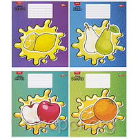 Зошит шкільний 24 аркуші клітка, серія "Мальовані фрукти", білизна 100%