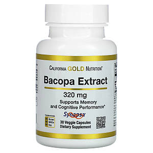 Бакопа Мон'є (брахмі) California Gold Nutrition Bacopa Extract 320 мг 30 капс.