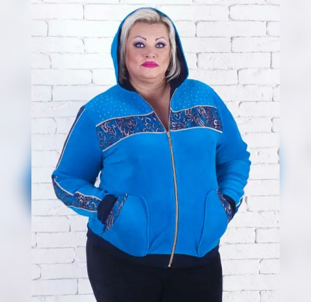 Велюровий жіночий костюм великого розміру, фото 1