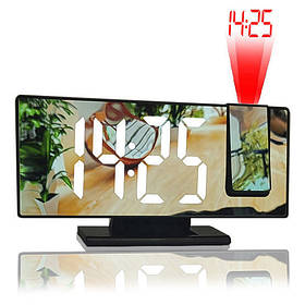 Годинник електронний дзеркальний настільний з проекторм DS-3816LP (чорний, біла підсвітка)