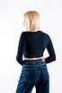 Лонгслів жіночий укорочений темно-синій 4632 (2000000116464), фото 2