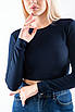 Лонгслів жіночий укорочений темно-синій 4632 (2000000116464), фото 3