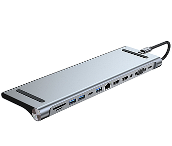 Хаб Док станція Deepfox-2003U2 12 в 1 USB Type-C концентратор для ноутбука 12 портів