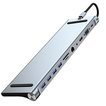 Хаб Док станція Deepfox-2003 11 в 1 USB Type-C концентратор для ноутбука 11 портів