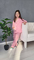 Дитяча піжама тепла сорочка та штани Барбі Barbie фланелева піжама для дівчинки рожева