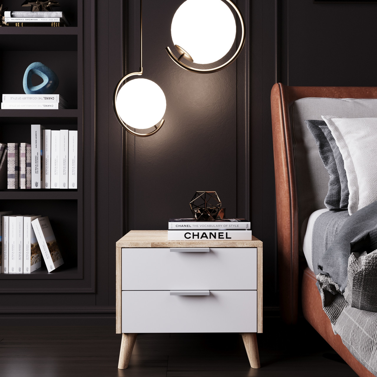 Приліжкова тумба ТУ — Хюгге 400х450х400мм Дуб Тахо/Сірий, фото 1