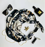 Дизайнерский платок  "Белая  Роза ", шарф-колье, шарф-чокер, шейный платок My Scarf