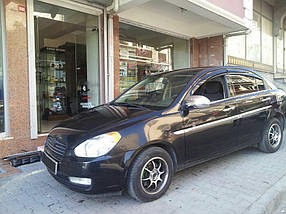 Hyundai Accent 2006-2011 Молдинг дверний (неірж.) 4 шт AUC Хром молдинг Хандай Акцент