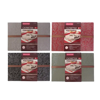 Набір серветок під гаряче 30*45мм ПВХ Тонка смужка 4 кольори 6шт 1040 KAMILLE