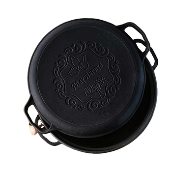 Казан "узбецький" WOK чавунний 8л з кришкою-сковородою Т405СР Майстерня