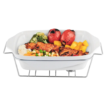 Марміт прямокутний 2,4л 33см кераміка скляна кришка + метал.підставка 6403 KAMILLE