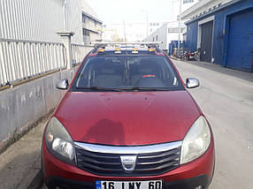 Dacia Sandero 2007-2013 Козирок лобового скла (LED, чорний мат) AUC Дефлектор лобового скла Дачия Сандро