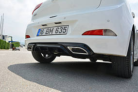 Hyundai I-20 2014-2020 Задня накладка Meliset (під фарбування) AUC Тюнінг заднього бампера Хюндай Ай 20