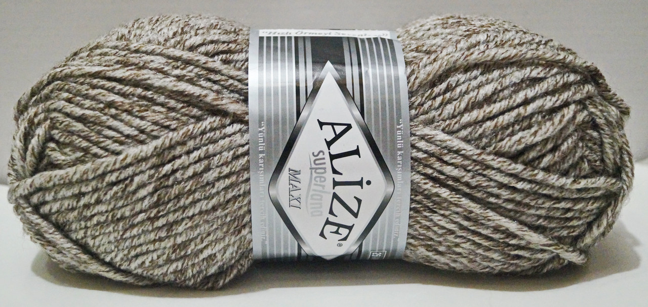 Нитки пряжа для вязания полушерсть SUPERLANA MAXI Суперлана Макси от ALIZE Ализе № 803 - молочно-бежевий жаспе