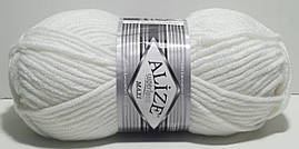 Нитки пряжа для вязания полушерсть SUPERLANA MAXI Суперлана Макси от ALIZE Ализе № 55 - білий