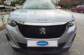 Peugeot 2008 2019↗︎ Накладка на капот (1 шт.), нерж) AUC Накладки на решітку Пожо 2008