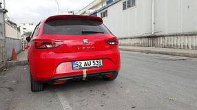 Seat Leon 2013-2020 Накладка на задній бампер (під фарбування) AUC Тюнінг заднього бампера Сіат Леон