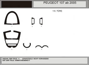 Peugeot 107 2005 ⁇  накладки на панель колір горіх AUC Накладки на панель Пежо 107