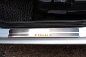 Ford Focus 2008 Накладки на дверні пороги Carmos AUC Накладки на пороги Форд Фокус 2