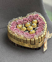 Подарочный набор Сердце Ferrero Rocher, мыльные Розы. Крутой подарок для Любимой.