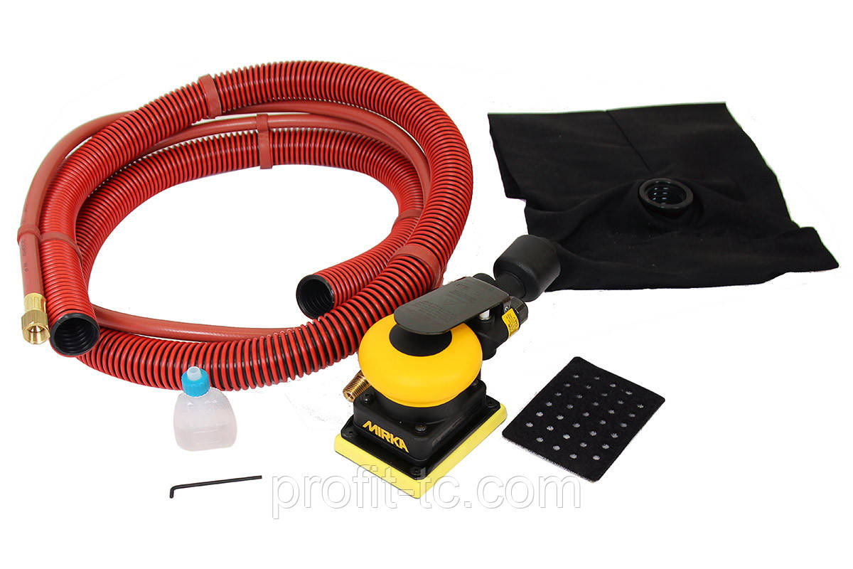 Пневматична шліфувальна машинка MIRKA OS343DB 75х100 мм з мішком збирання пилу, фото 1