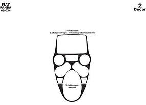 Fiat Panda 2003 ⁇  накладки на панель колір алюміній AUC Накладки на панель Фіат Панда