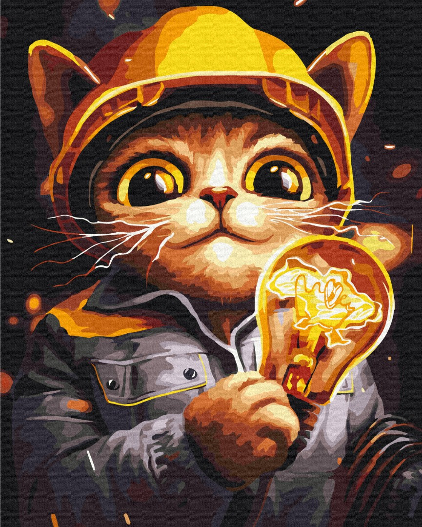 Картини за номерами 40×50 Котик енергетик ©Маріанна Пащук Brushme