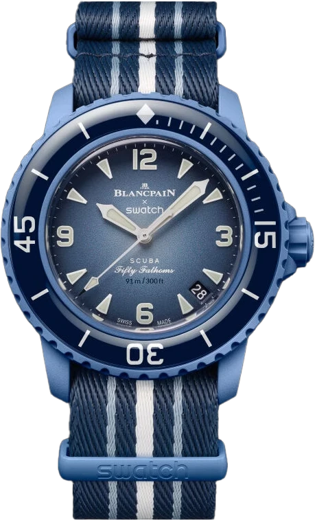 Наручний годинник Swatch × Blancpain Bioceramic Scuba Fifty Fathoms Collection "Atlantic Ocean" (SO35A100)
