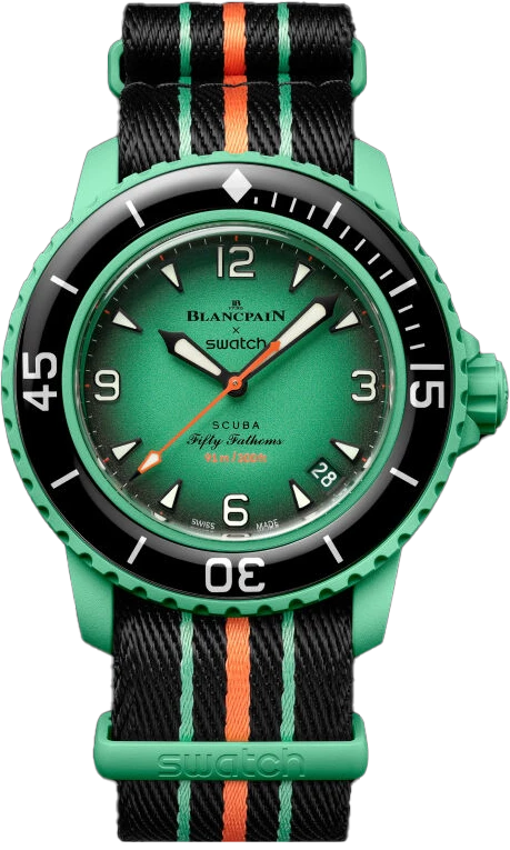 Наручний годинник Swatch × Blancpain Bioceramic Scuba Fifty Fathoms Collection "Indian Ocean" (SO35I100)