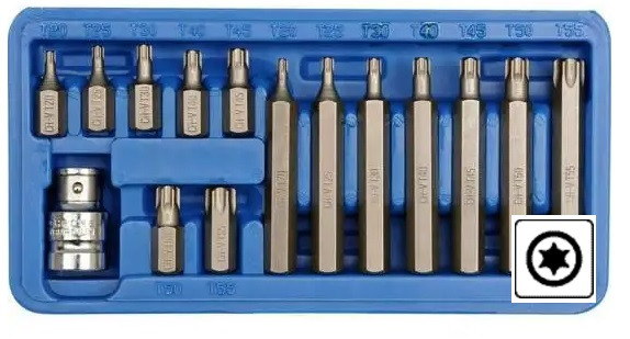 Набір насадки біти TORX 1/2" T20-T55 30мм/75мм 15 штук VOREL-66580