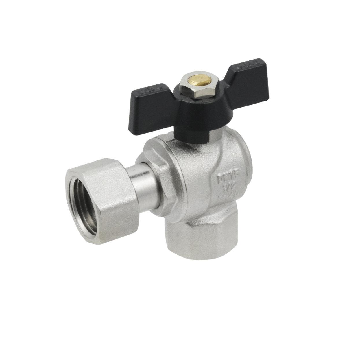 Кран кутовий із накидною гайкою 1/2" ВВ Raftec PN40 метелик