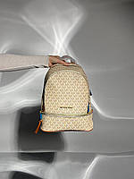 Женский подарочный городской рюкзак Michael Kors Large Rhea Logo Backpack Ivory (бежевый) KIS99039 стильный