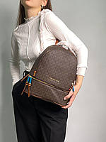 Женский подарочный городской рюкзак Michael Kors Large Rhea Logo Backpack Brown (коричневый) KIS99038 стильный