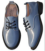 Размеры 36, 37, 38, 39, 40 Демисезонные женские туфли на низком ходу, эко-кожа, голубые Space 213-15