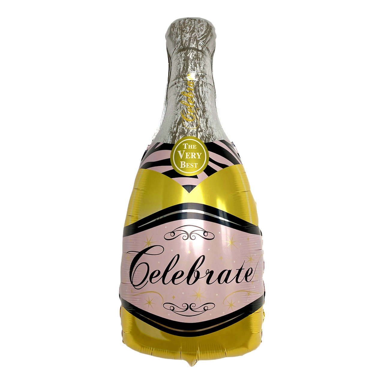 Фольгована кулька фігура "Пляшка шампанського" жовта 49х100 см. в уп. (1шт.)