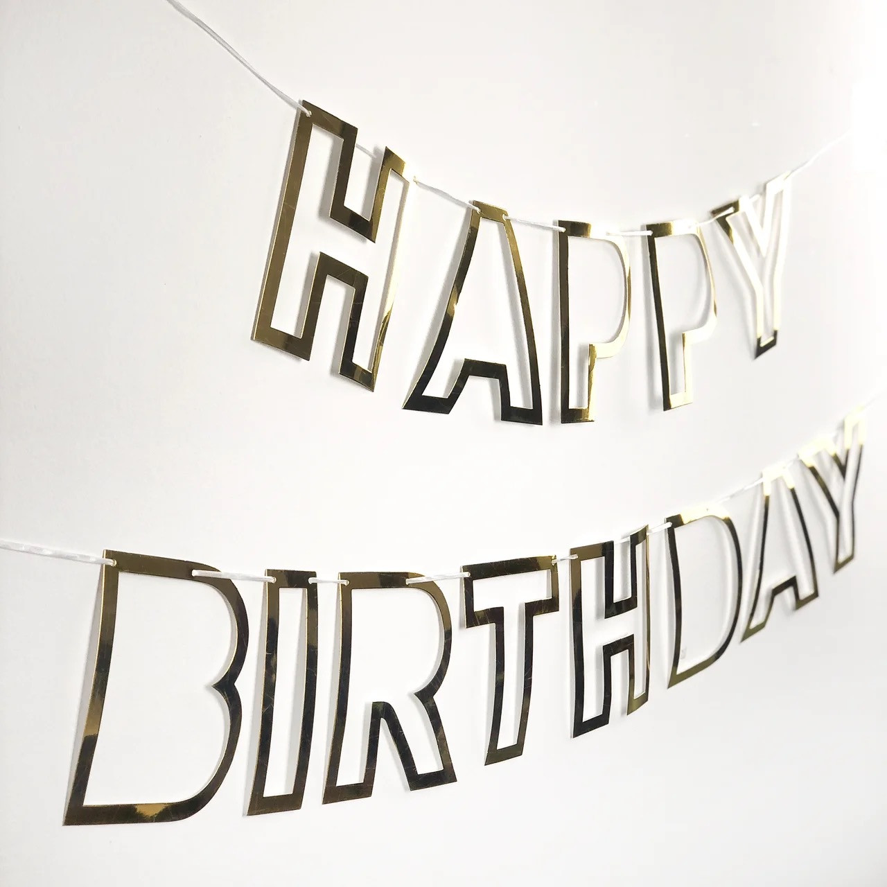 Гірлянда паперова літери "Happy Birthday", золото, в уп (1 шт), фото 1